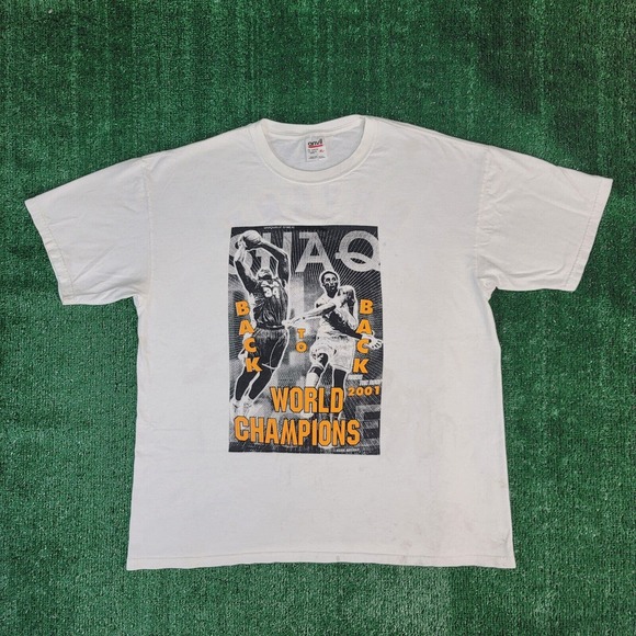 RARE Vintage 2001 LA Lakers Kobe Bryant Shaq Back to Back Champions Shirt Men XL - Picture 2 of 13